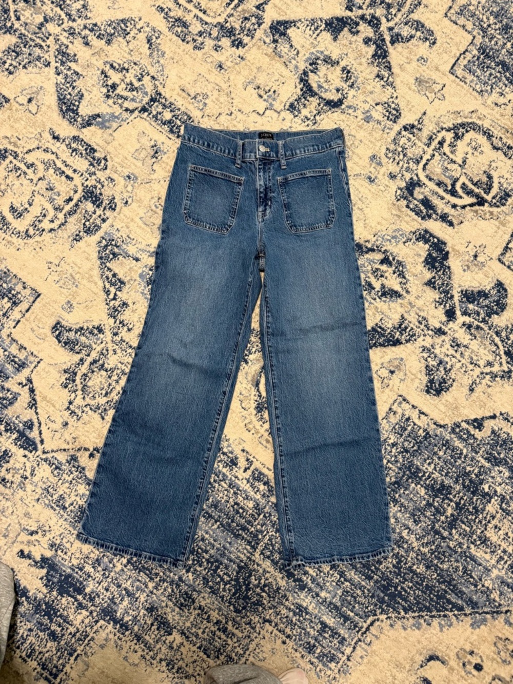 J. Crew Wide-Leg High-Rise Jeans in Medium Blue